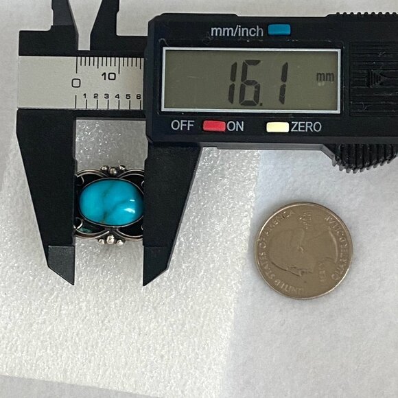 VTG Oxidized Sterling Silver Southwest Style Turquoise Scrollwork Ring Sz 2.75 - Picture 14 of 16